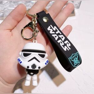 Star Wars White Stormtrooper Keychain with Black Wrist Strap